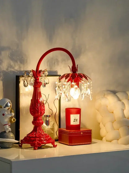 Elegant crystal wedding table lamp red bedroom chandelier light