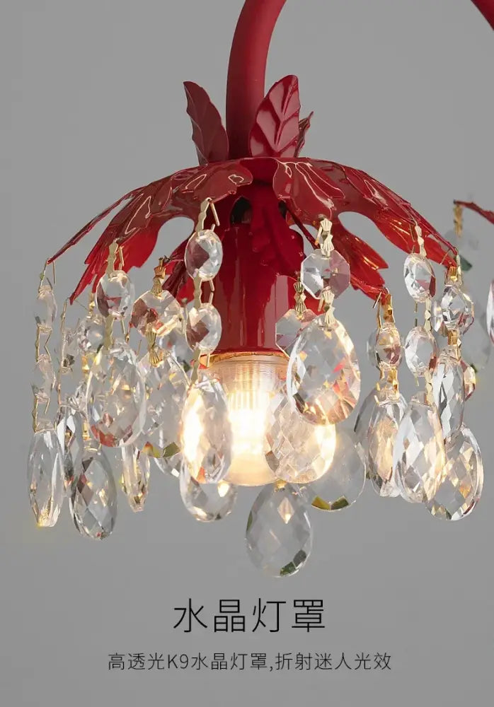 Elegant crystal wedding table lamp red bedroom chandelier light