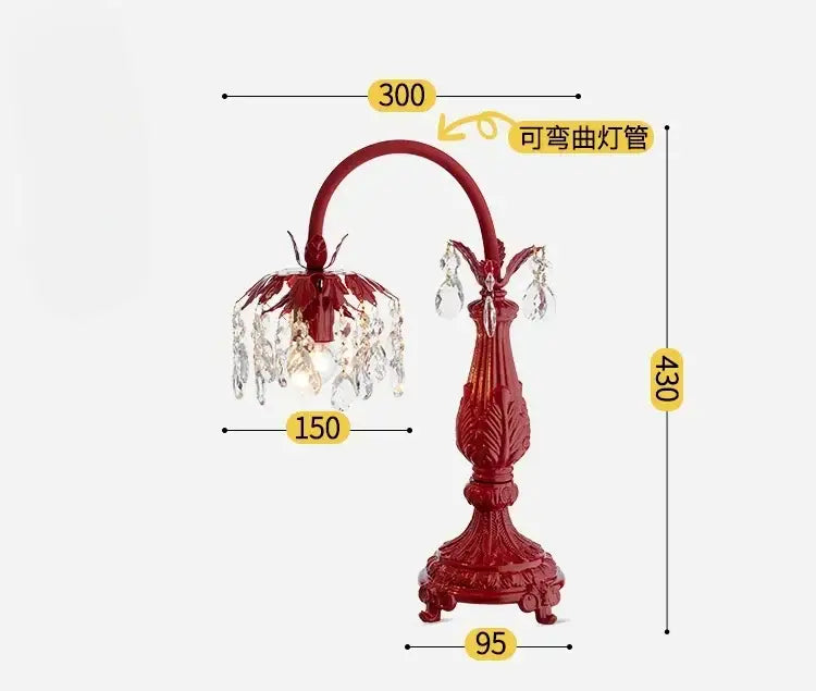 Elegant crystal wedding table lamp red bedroom chandelier light