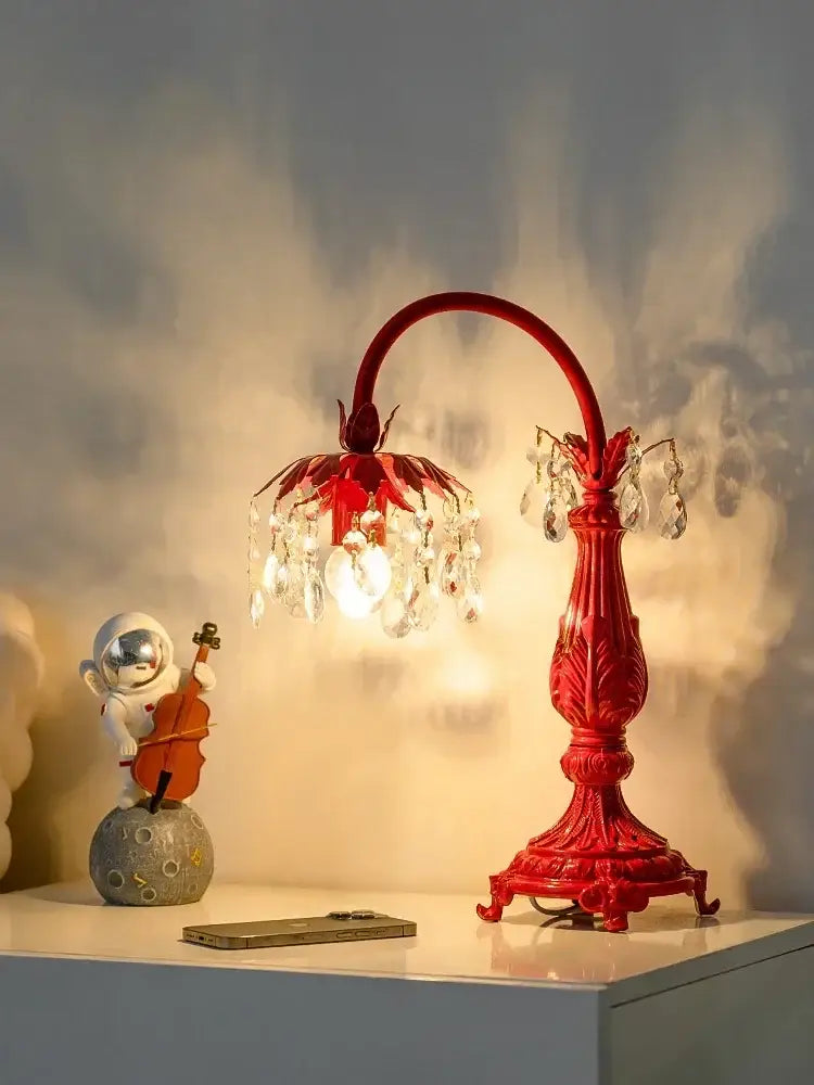 Elegant crystal wedding table lamp red bedroom chandelier light