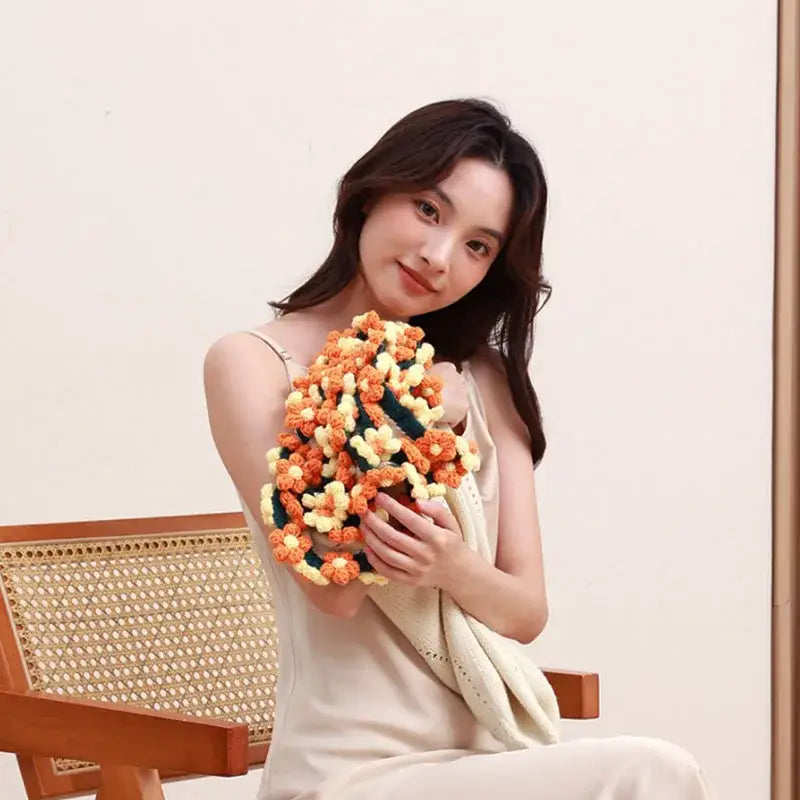 Elegant daisy bouquet soft knitted blanket office nap shawl