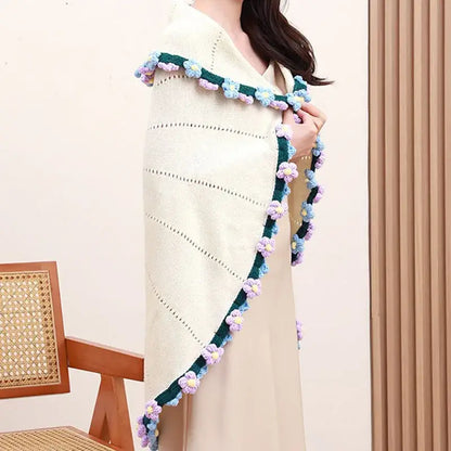 Elegant daisy bouquet soft knitted blanket office nap shawl
