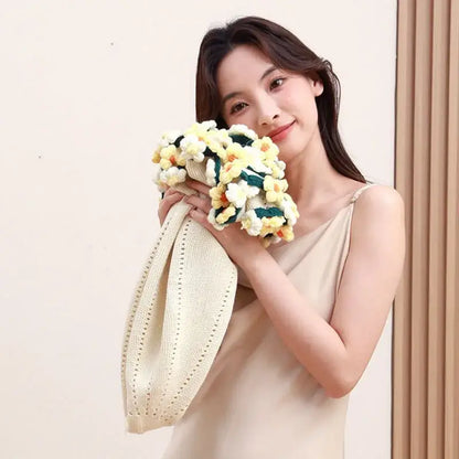 Elegant daisy bouquet soft knitted blanket office nap shawl