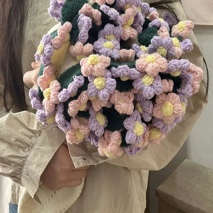 Elegant daisy bouquet soft knitted blanket office nap shawl