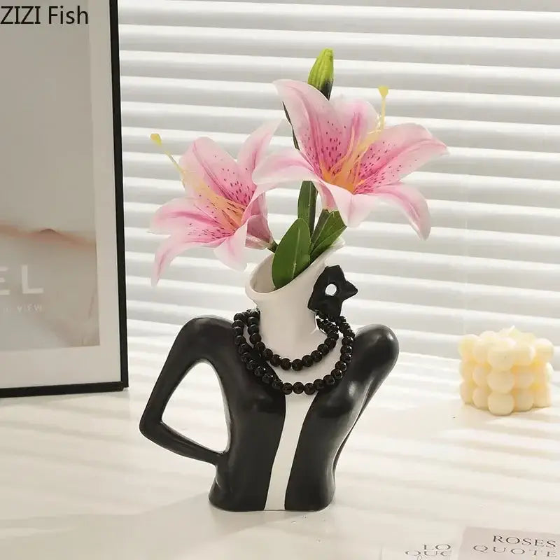 Elegant dames ceramic vase figure white woman bust bedroom decor