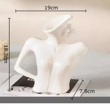 Elegant dames ceramic vase figure white woman bust bedroom decor