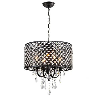 Elegant dark metal crystal ceiling chandelier living room light