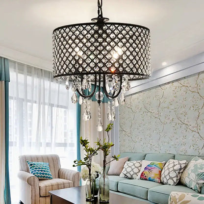 Elegant dark metal crystal ceiling chandelier living room light