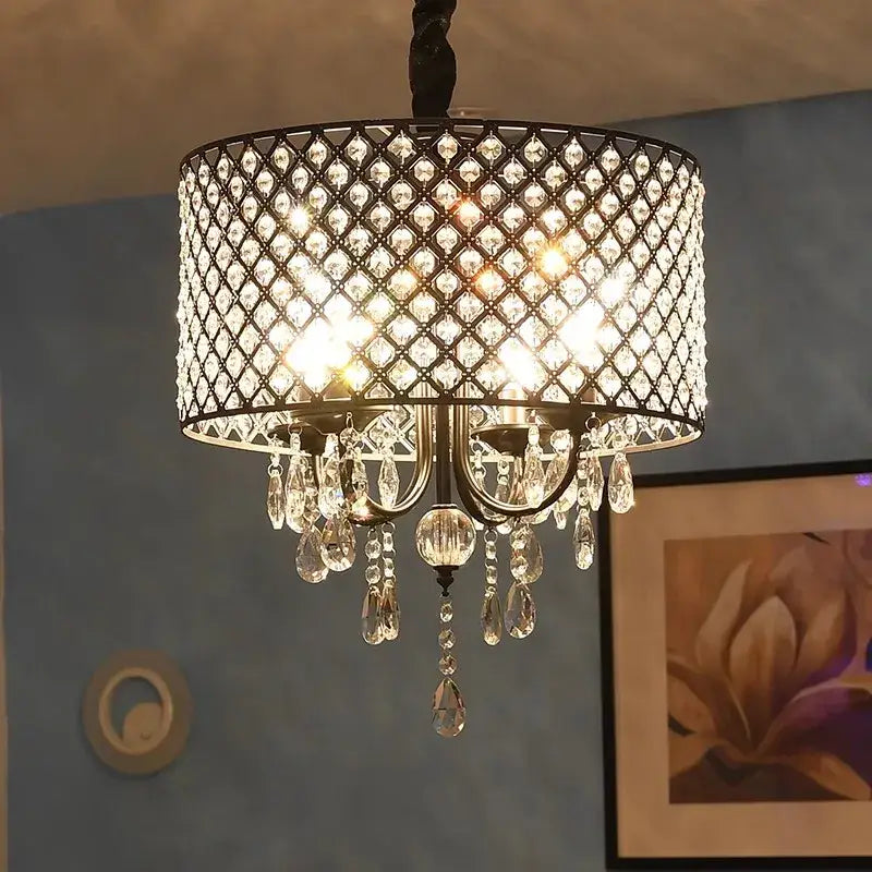 Elegant dark metal crystal ceiling chandelier living room light