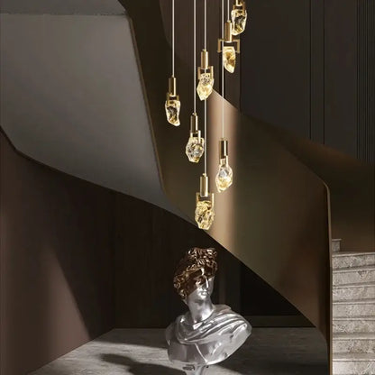 Elegant diamond crystal chandelier gold dining room pendant light