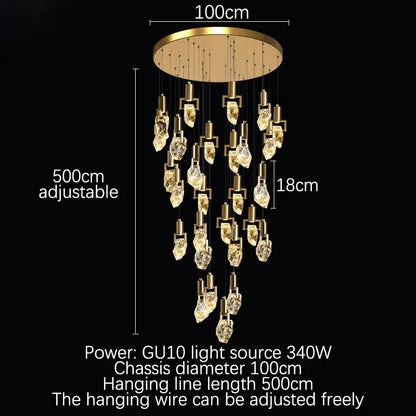 Elegant diamond crystal chandelier gold dining room pendant light