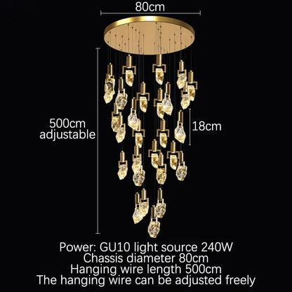 Elegant diamond crystal chandelier gold dining room pendant light
