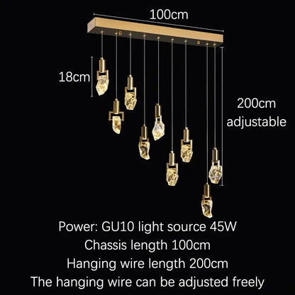 Elegant diamond crystal chandelier gold dining room pendant light