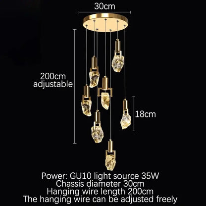 Elegant diamond crystal chandelier gold dining room pendant light