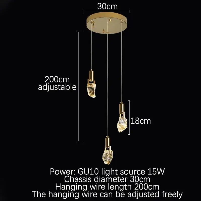 Elegant diamond crystal chandelier gold dining room pendant light