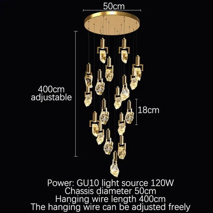 Elegant diamond crystal chandelier gold dining room pendant light