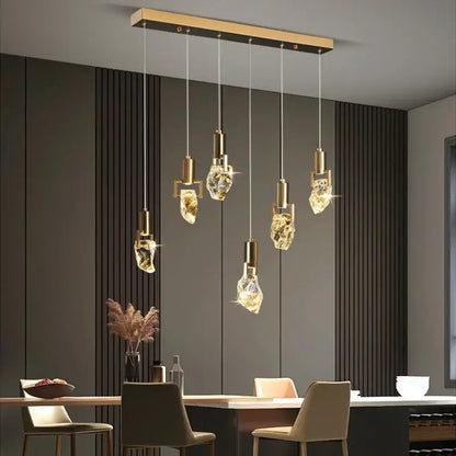 Elegant diamond crystal chandelier gold dining room pendant light