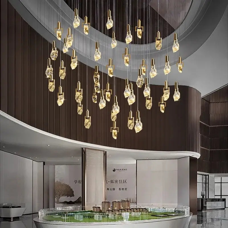 Elegant diamond crystal chandelier gold dining room pendant light