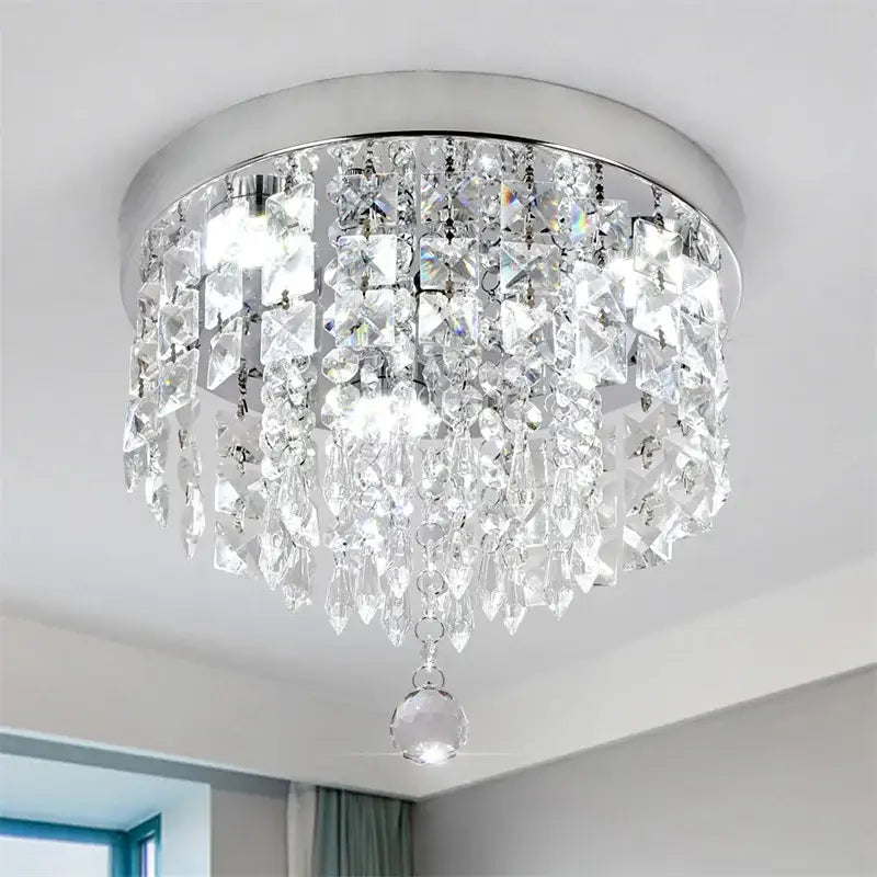 Elegant diamond crystal led ceiling chandelier for living room