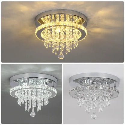 Elegant diamond crystal led ceiling chandelier for living room