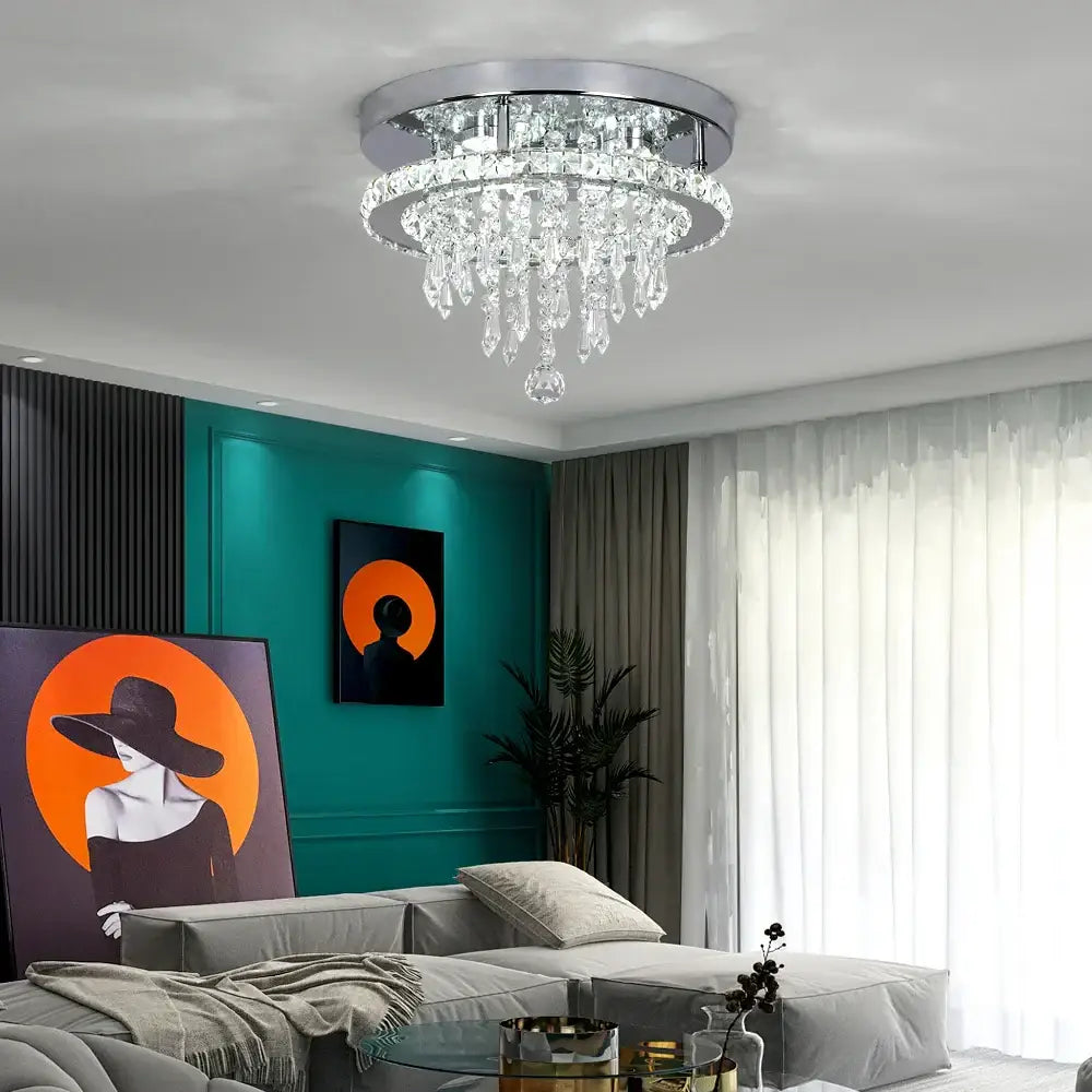Elegant diamond crystal led ceiling chandelier for living room
