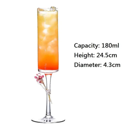 Elegant dried flower bubble champagne glasses dining room set of 2