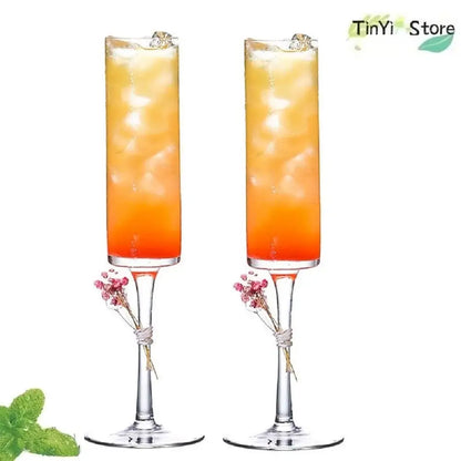 Elegant dried flower bubble champagne glasses dining room set of 2