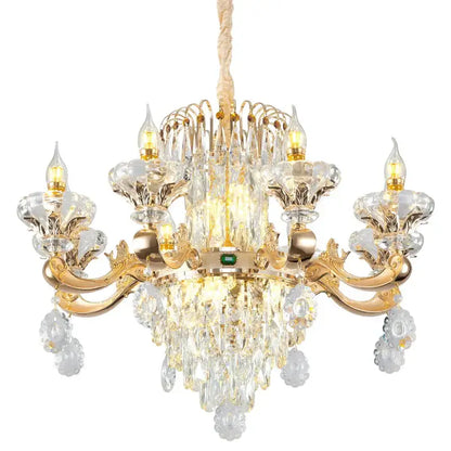 Elegant duplex crystal chandelier gold living room light