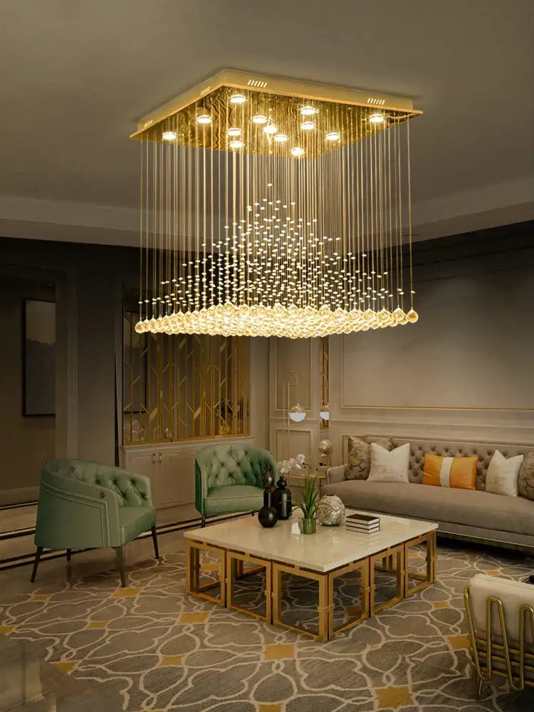 Elegant duplex villa hotel clear & amber crystal chandelier lobby light