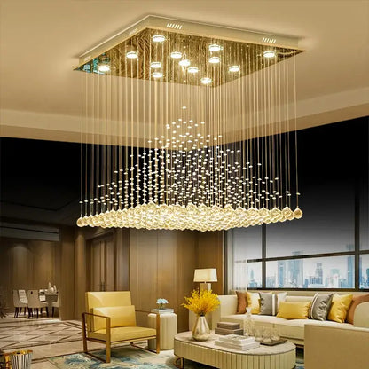 Elegant duplex villa hotel clear & amber crystal chandelier lobby light