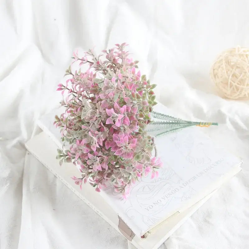 Elegant flocking lover grass purple silk bouquet bedroom decor