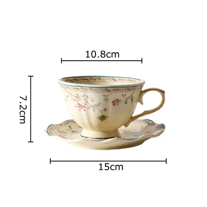 Elegant floral ceramic cup and saucer set dining room porcelain