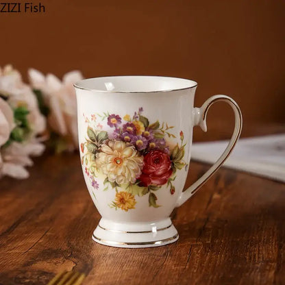 Elegant floral ceramic cup and saucer set dining room porcelain tea set
