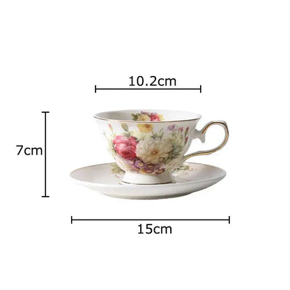 Elegant floral ceramic cup and saucer set dining room porcelain tea set