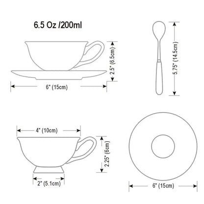 Elegant floral porcelain tea cup set – dining room gold trim rose cup