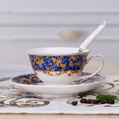Elegant floral porcelain tea cup set – dining room gold trim rose cup