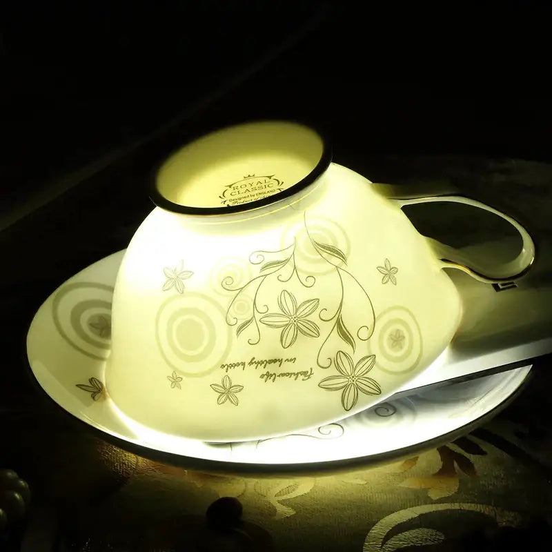 Elegant floral porcelain tea cup set – dining room gold trim rose cup