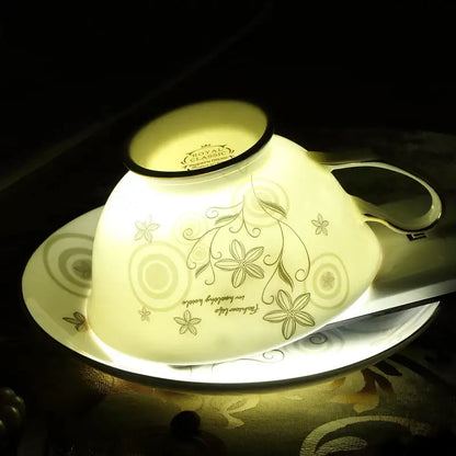 Elegant floral porcelain tea cup set – dining room gold trim rose cup