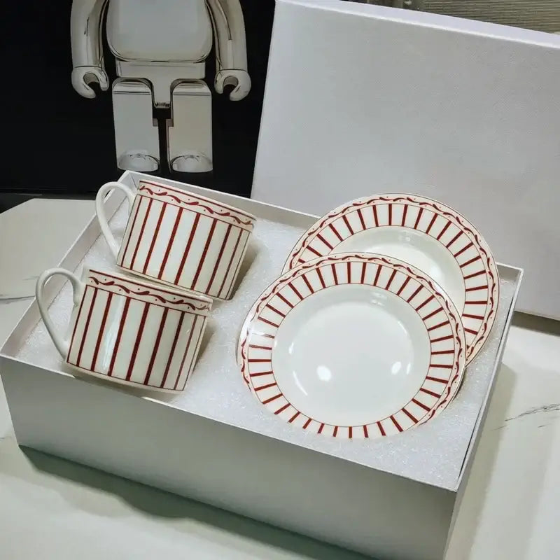 Elegant geometric bone china tea cup set dining room ceramic teaware