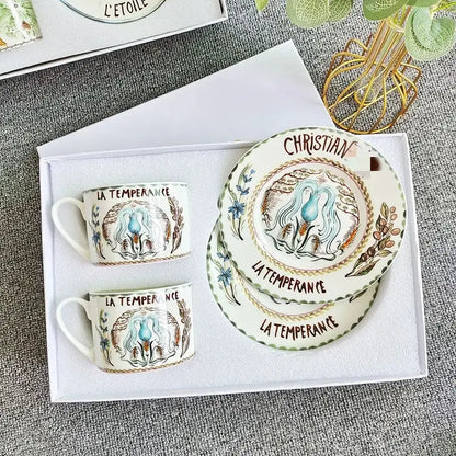 Elegant geometric bone china tea cup set dining room ceramic teaware