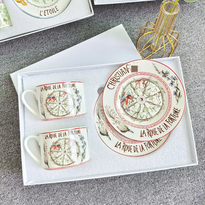 Elegant geometric bone china tea cup set dining room ceramic teaware