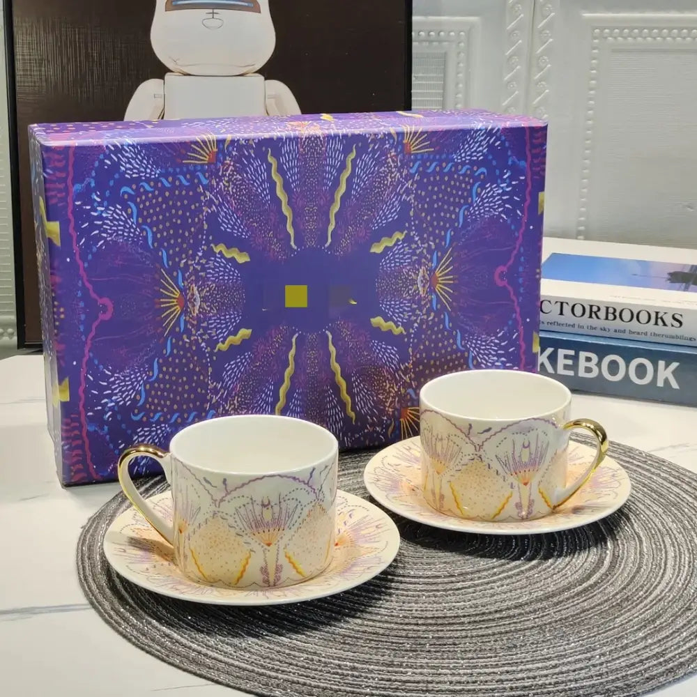 Elegant geometric bone china tea cup set dining room ceramic teaware