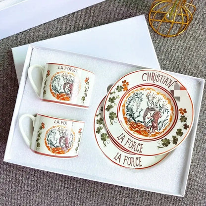 Elegant geometric bone china tea cup set dining room ceramic teaware