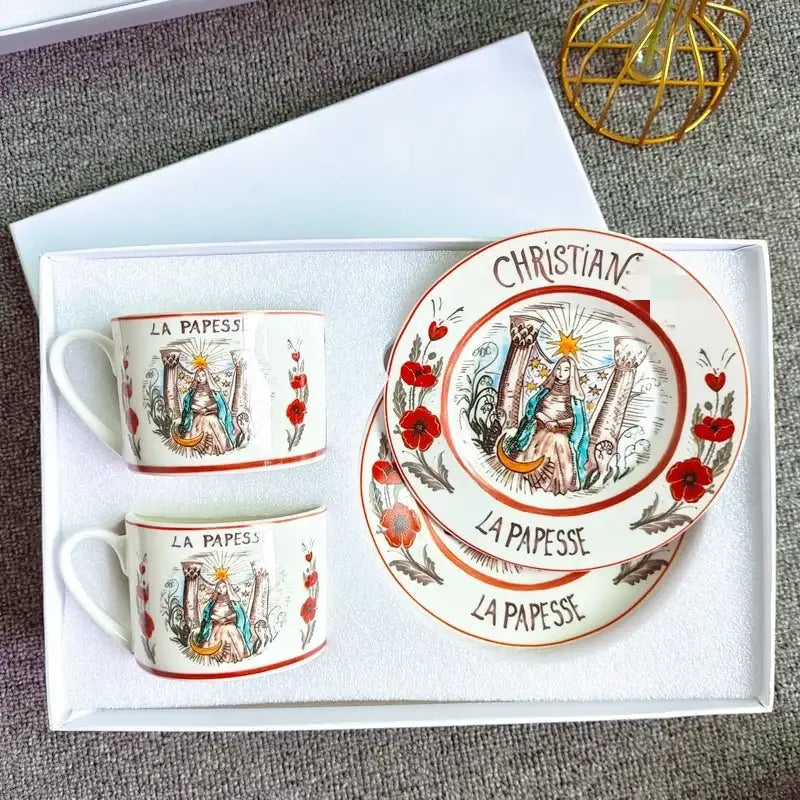 Elegant geometric bone china tea cup set dining room ceramic teaware