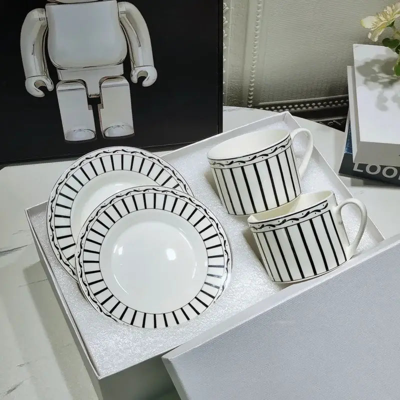Elegant geometric bone china tea cup set dining room ceramic teaware