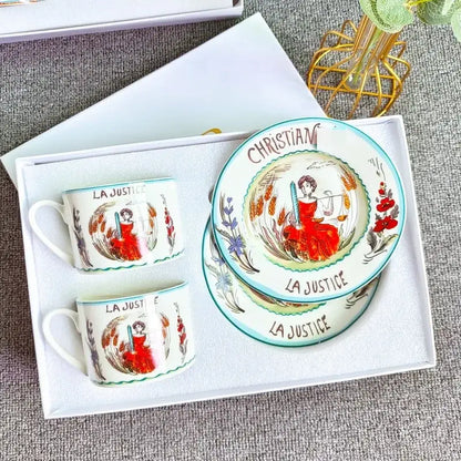 Elegant geometric bone china tea cup set dining room ceramic teaware