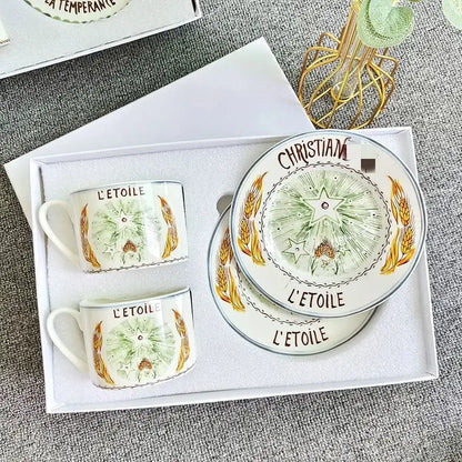 Elegant geometric bone china tea cup set dining room ceramic teaware