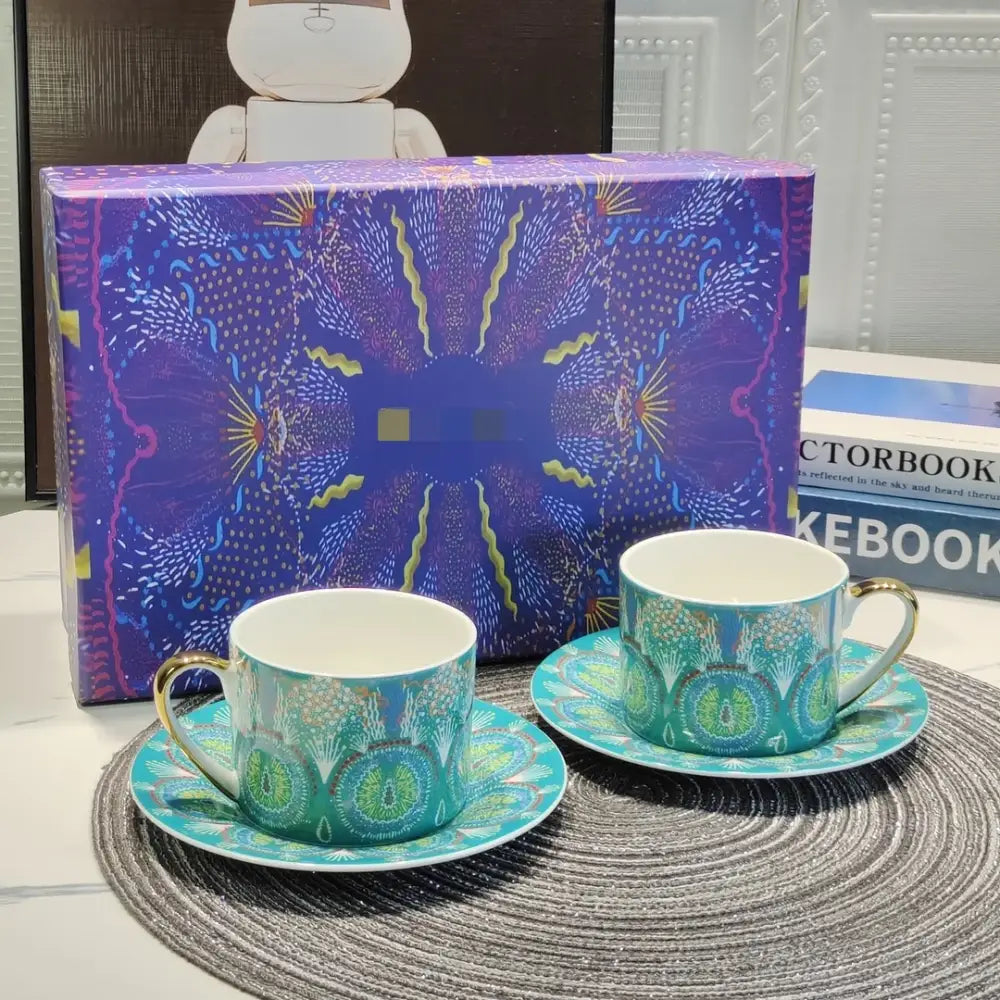 Elegant geometric bone china tea cup set dining room ceramic teaware