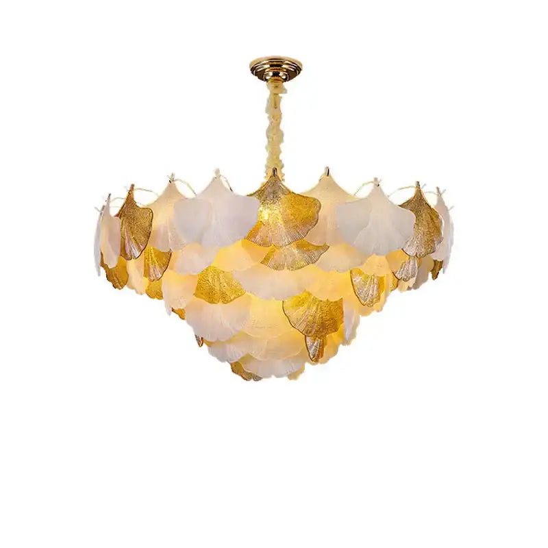Elegant ginkgo gold led chandelier white & gold living room light