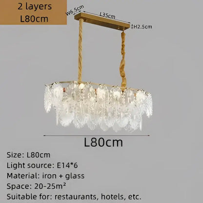 Elegant glass chandelier gold petal led light dining room